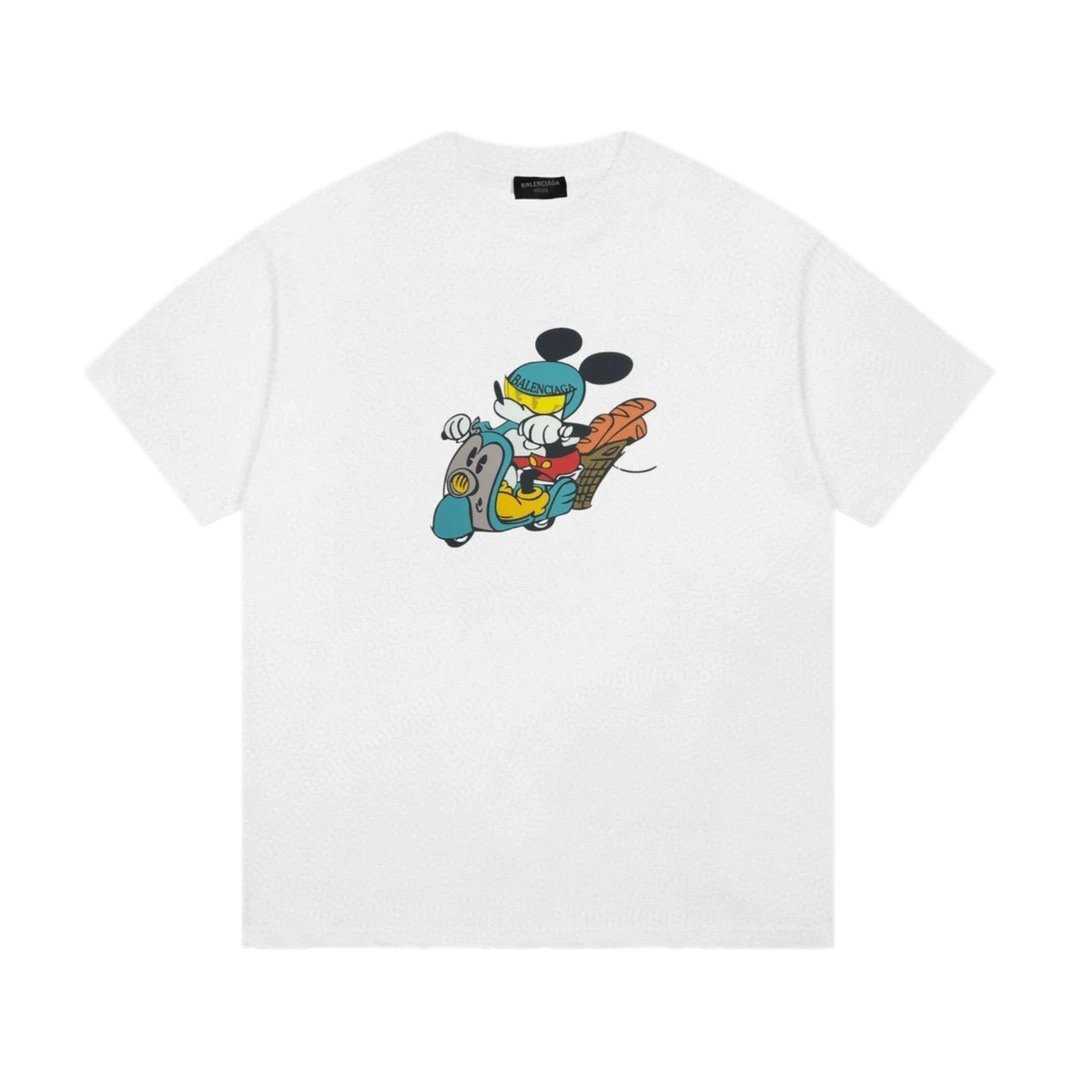 Balenciaga Mickey Mouse Scooter Graphic T-Shirt Black - 5