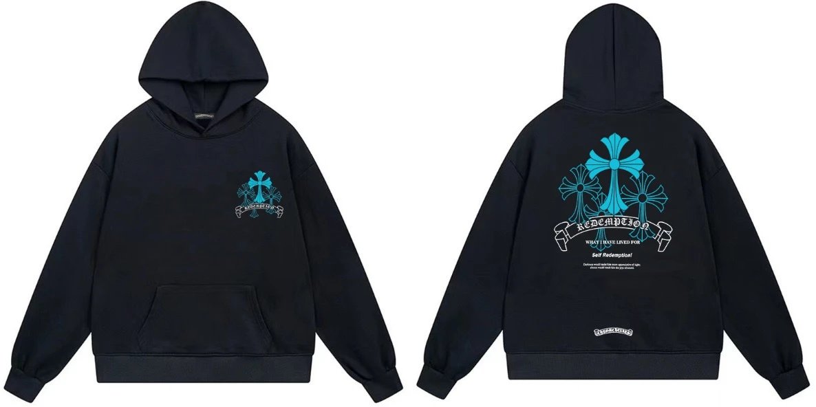 Design Cross Print Hoodie Black - 3