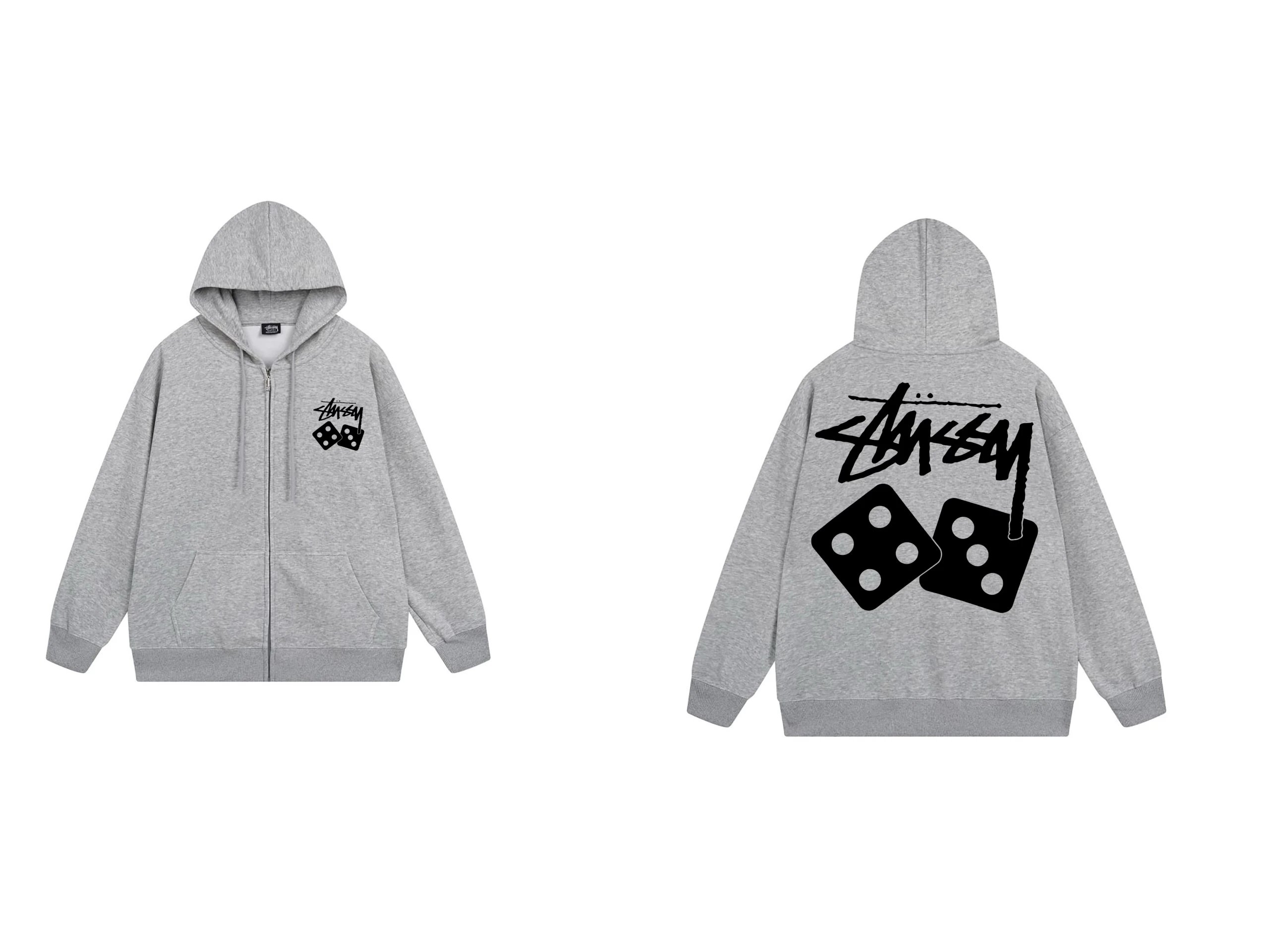 Stussy Arch Logo Zip-Up Hoodie Gray - 9