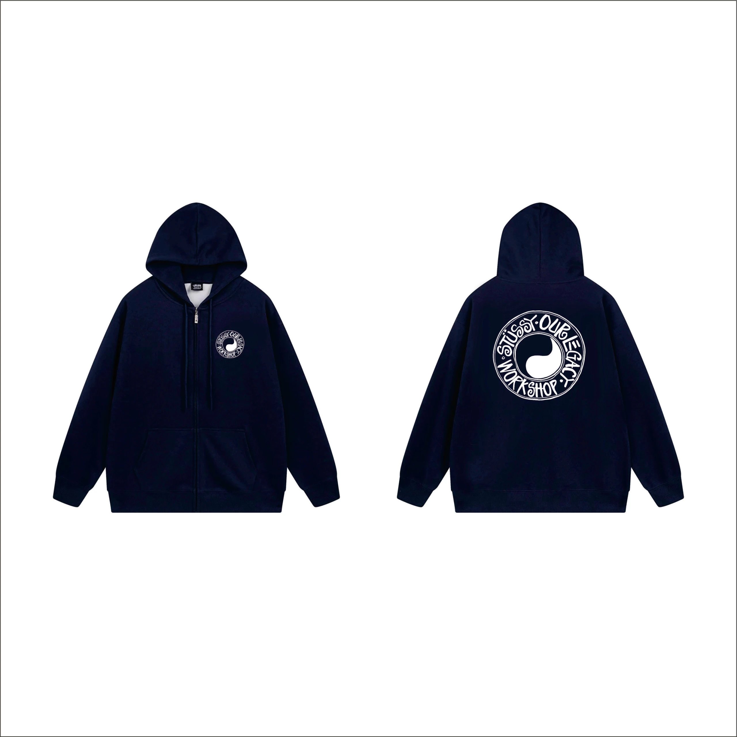 Stussy Skeleton 8-Ball Zip-Up Hoodie Navy - 10