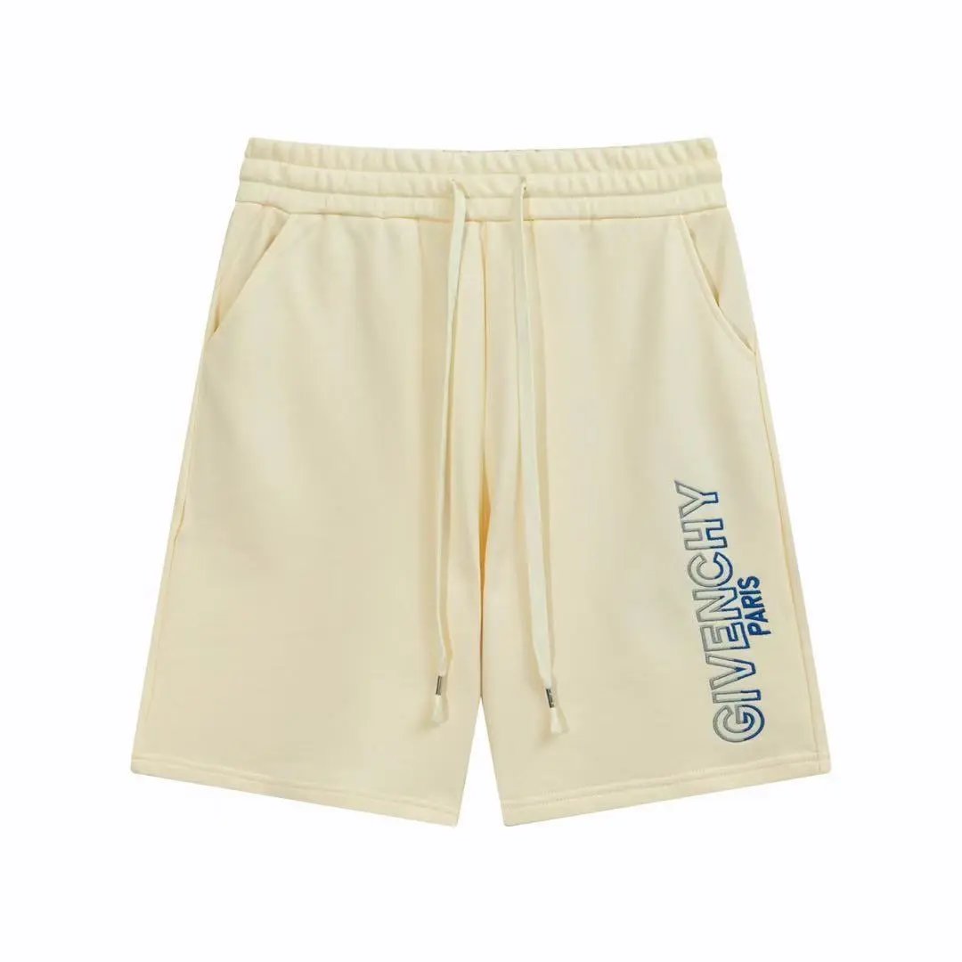 Givenchy Paris Vertical Logo Shorts Cream Blue