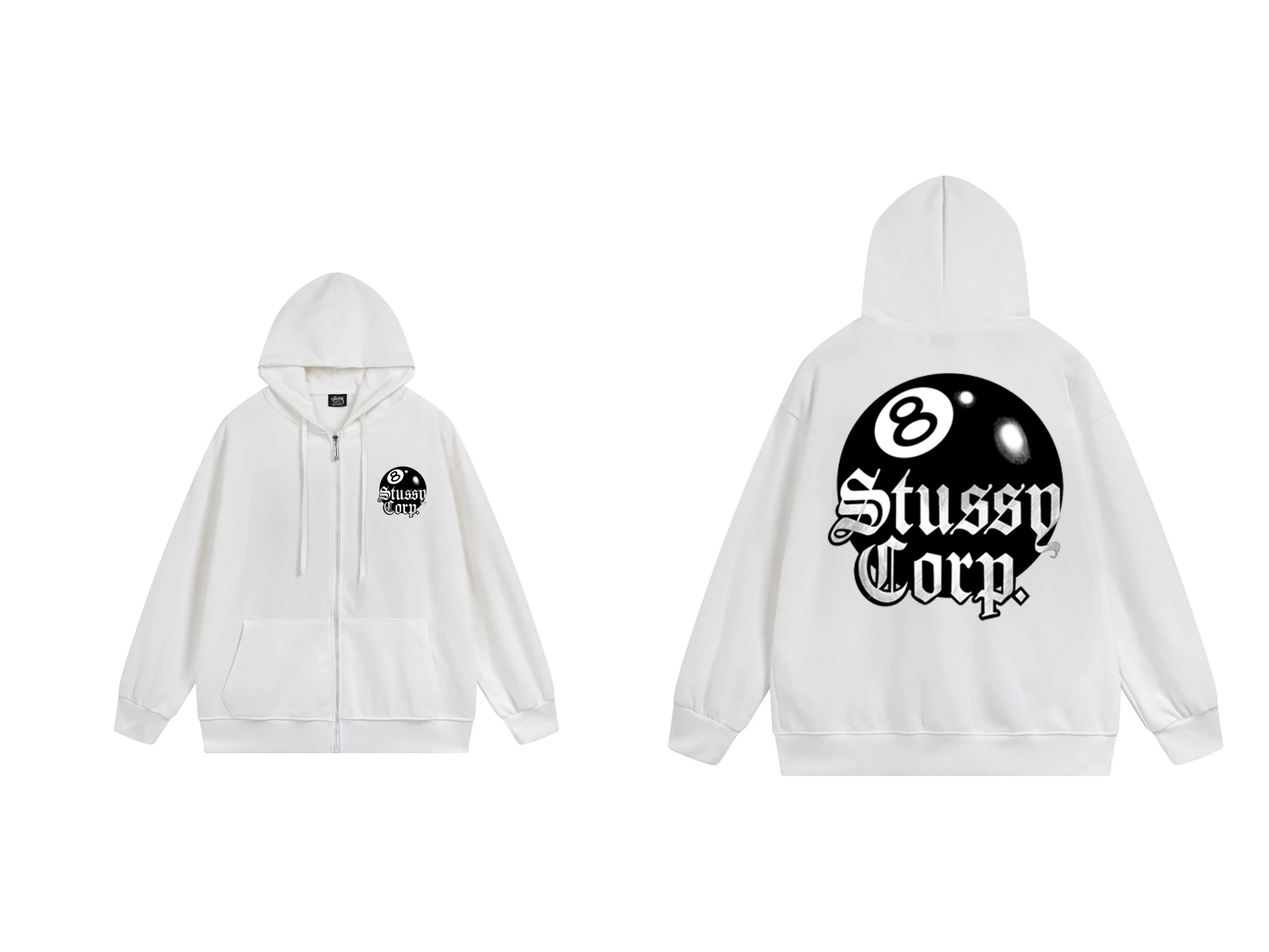Stussy Arch Logo Zip-Up Hoodie Gray - 5