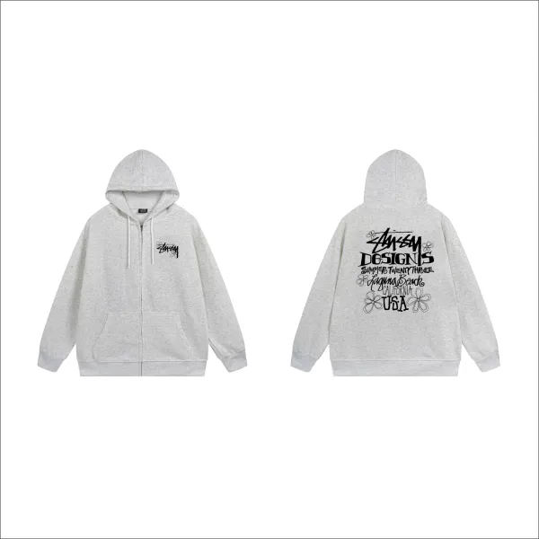 Stussy Graphic Zip-Up Hoodie White - 7