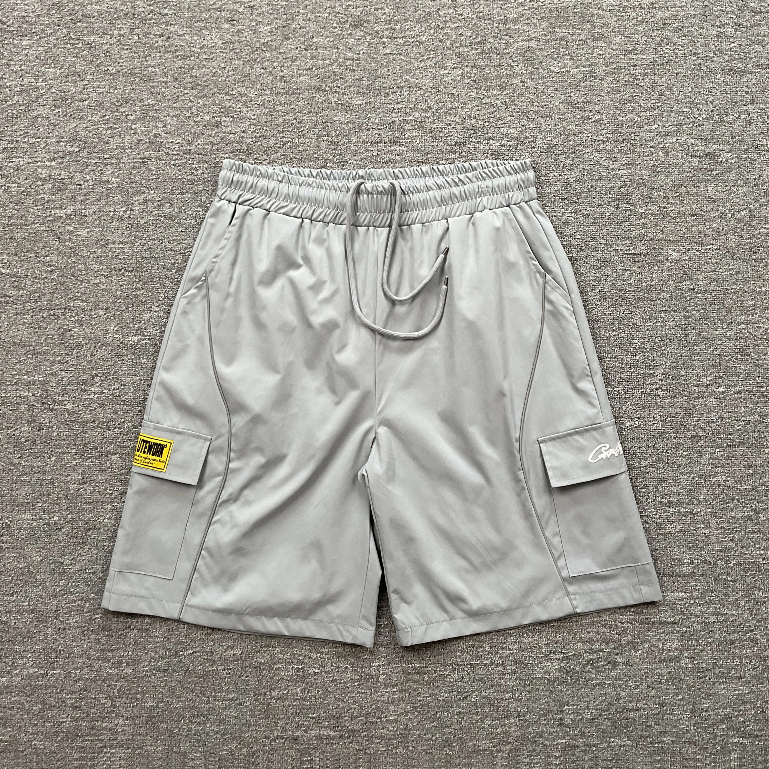 Unbranded Shorts Color-block drawstring with chenille letter-and-star patches — 5