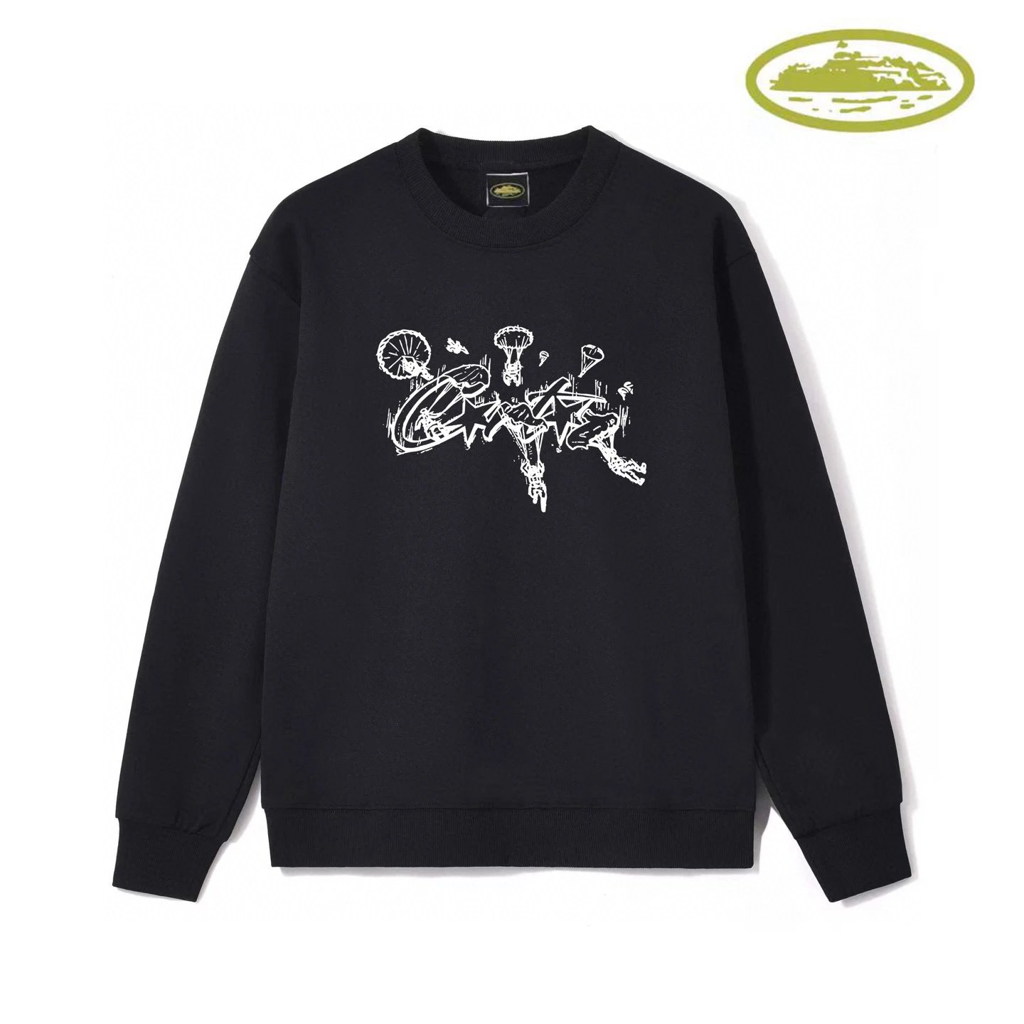 Design Graphic Print Crewneck Sweatshirt White Hoodie - 5