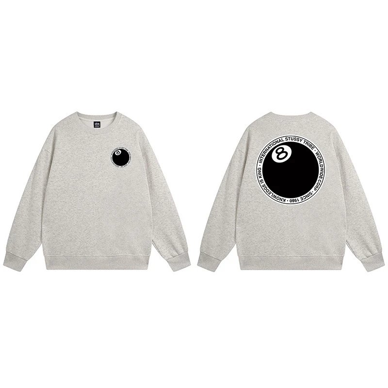 Stussy 8 Ball Crewneck Sweatshirt Grey