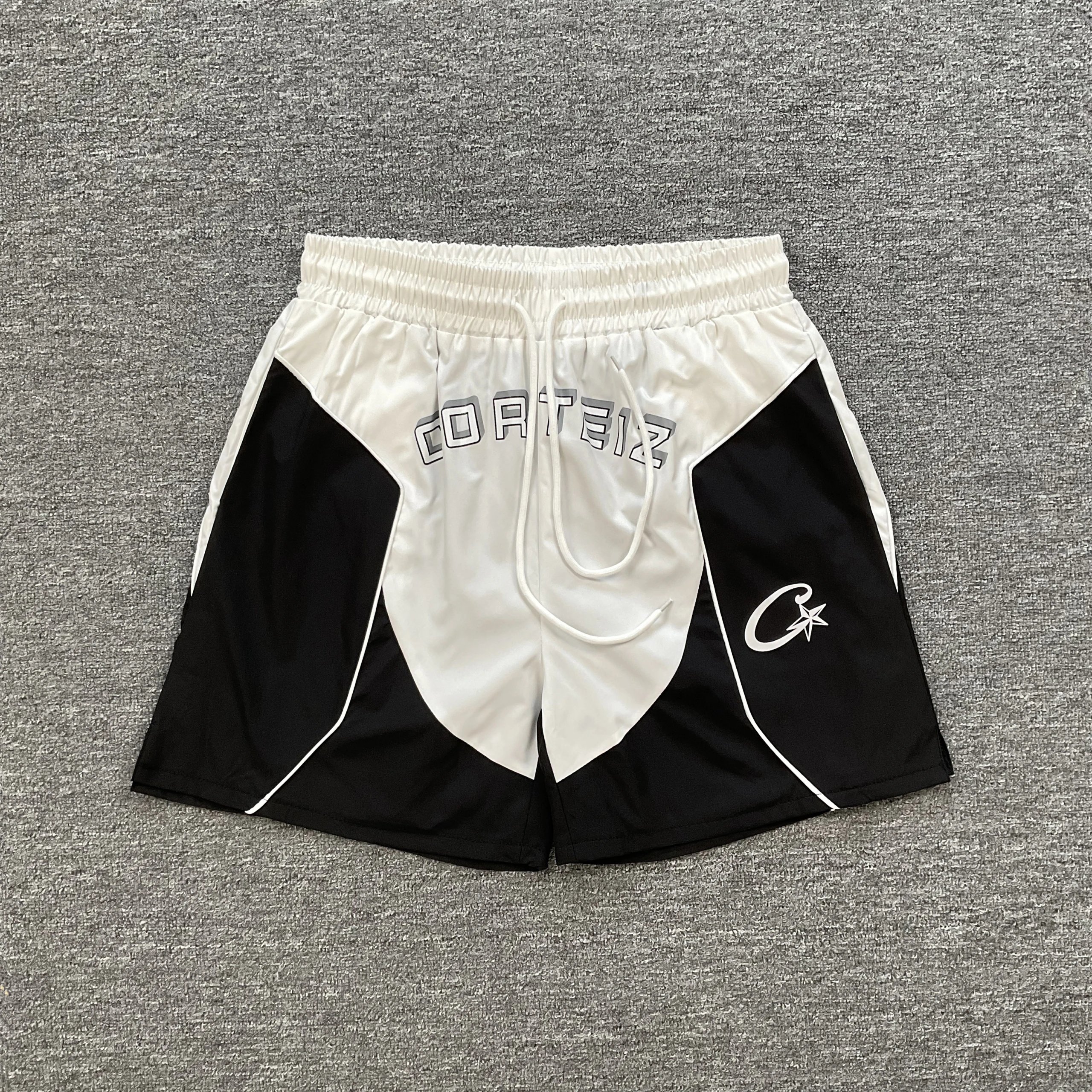 Unbranded Shorts Color-block drawstring with chenille letter-and-star patches image 8