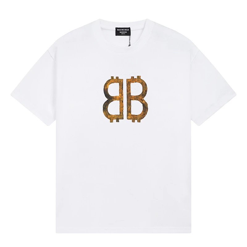 Balenciaga BB Logo Rust Print Tee White