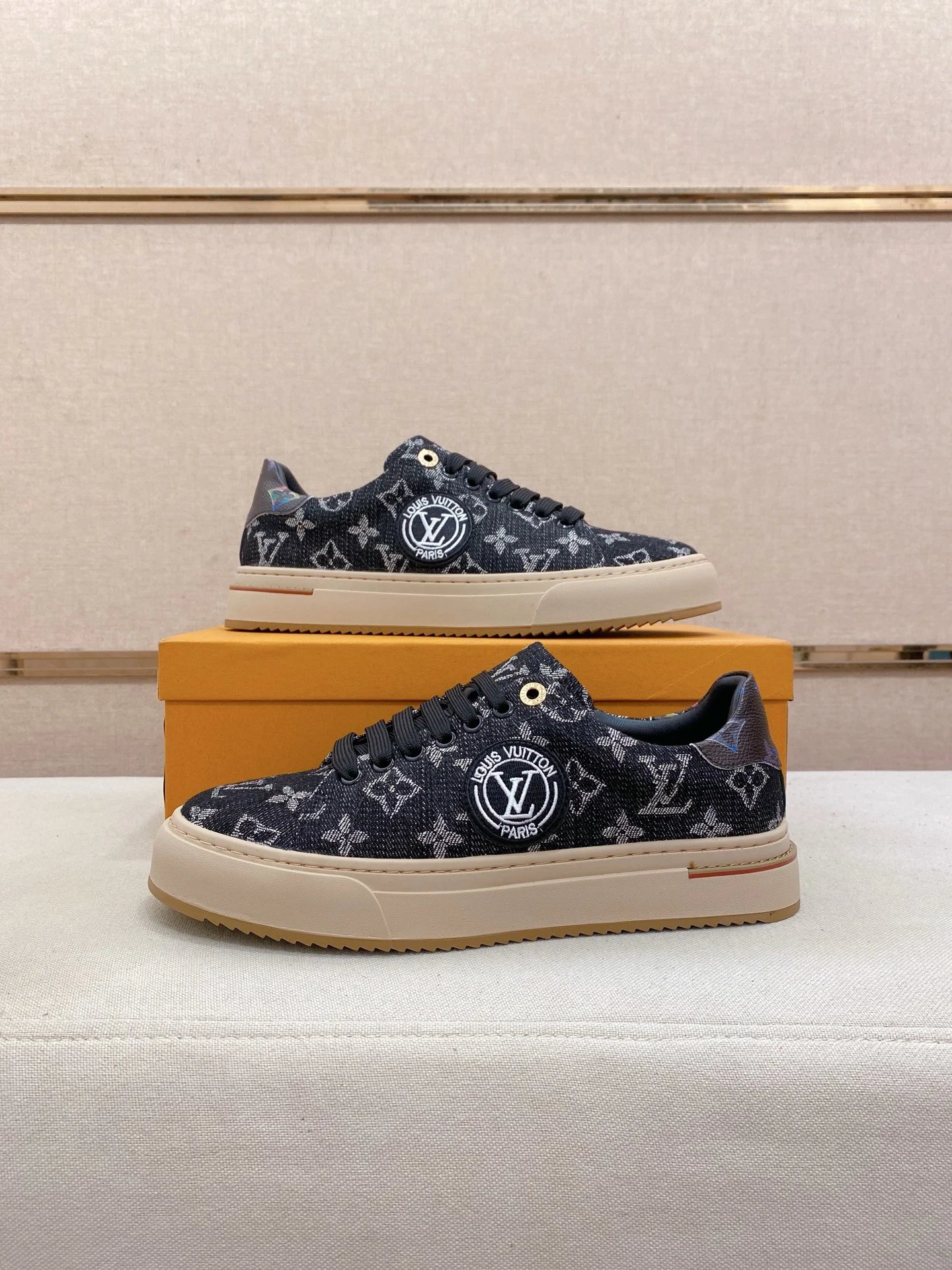 Louis Vuitton Time Out Sneaker Denim Navy Monogram