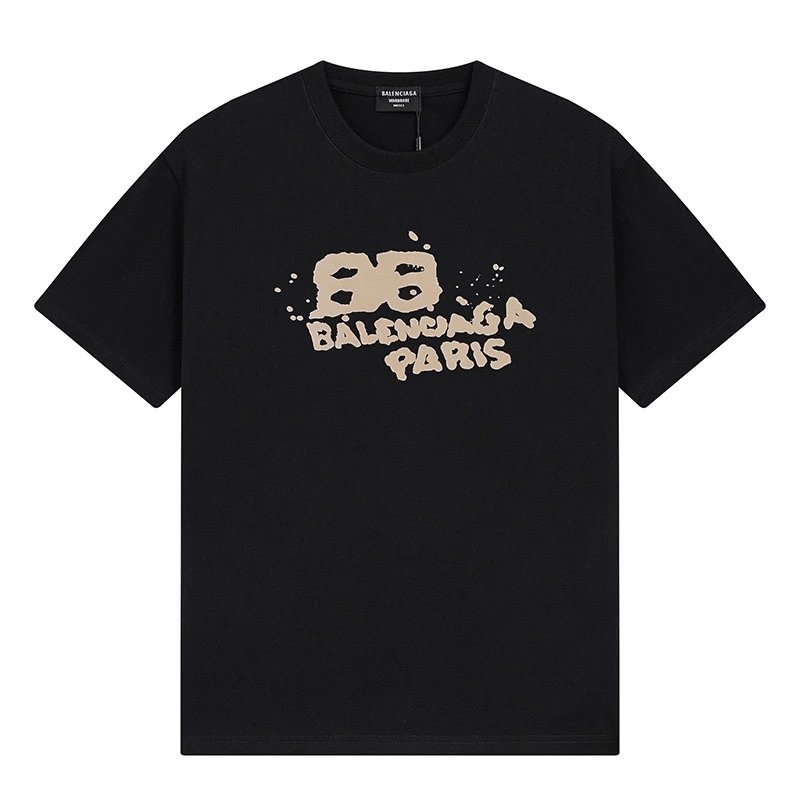 Balenciaga BB Paris Graffiti Logo Tee Black Beige
