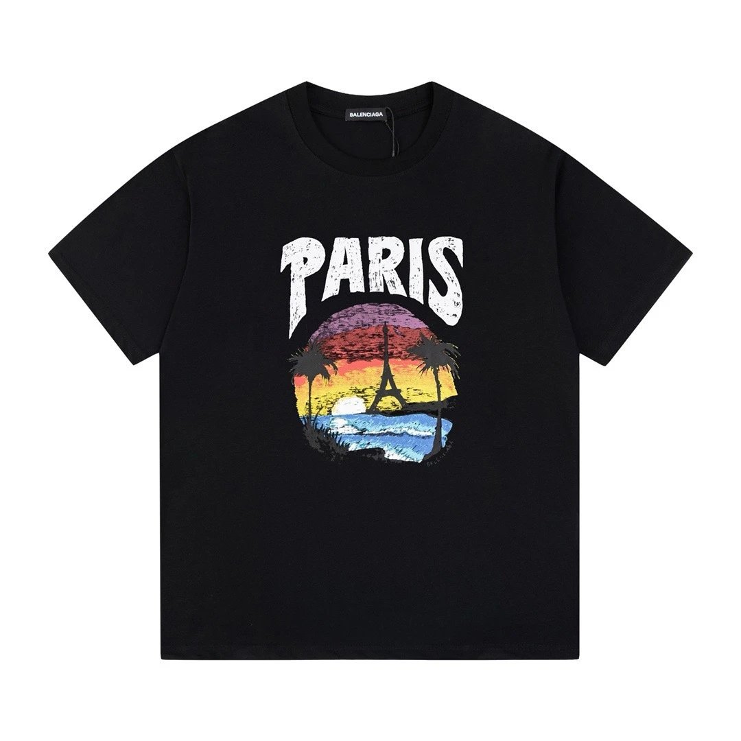Balenciaga Paris Tropical Sunset Tee Black