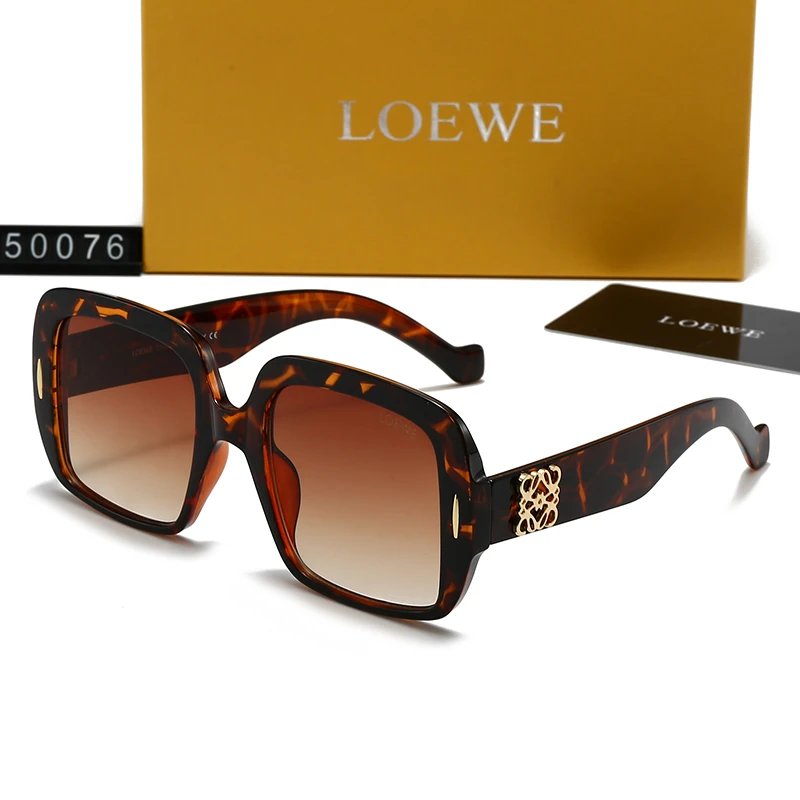 Loewe 50076 Large Square Sunglasses Tortoise Frame Brown Gradient Lenses