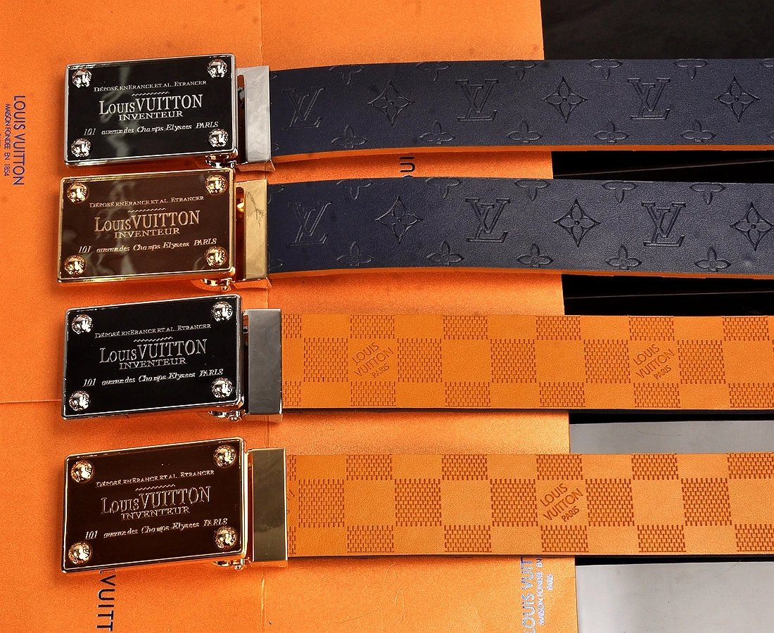 Louis Vuitton Damier Graphite Belt with LV Twist Buckle Navy Blue Leather Belt - 5