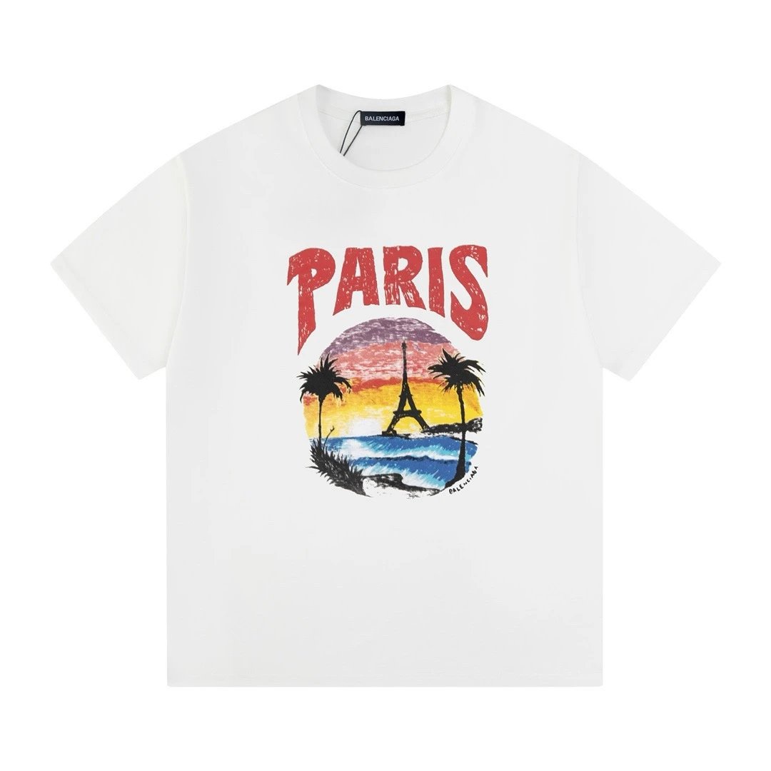 Balenciaga Paris Tropical Sunset Tee White