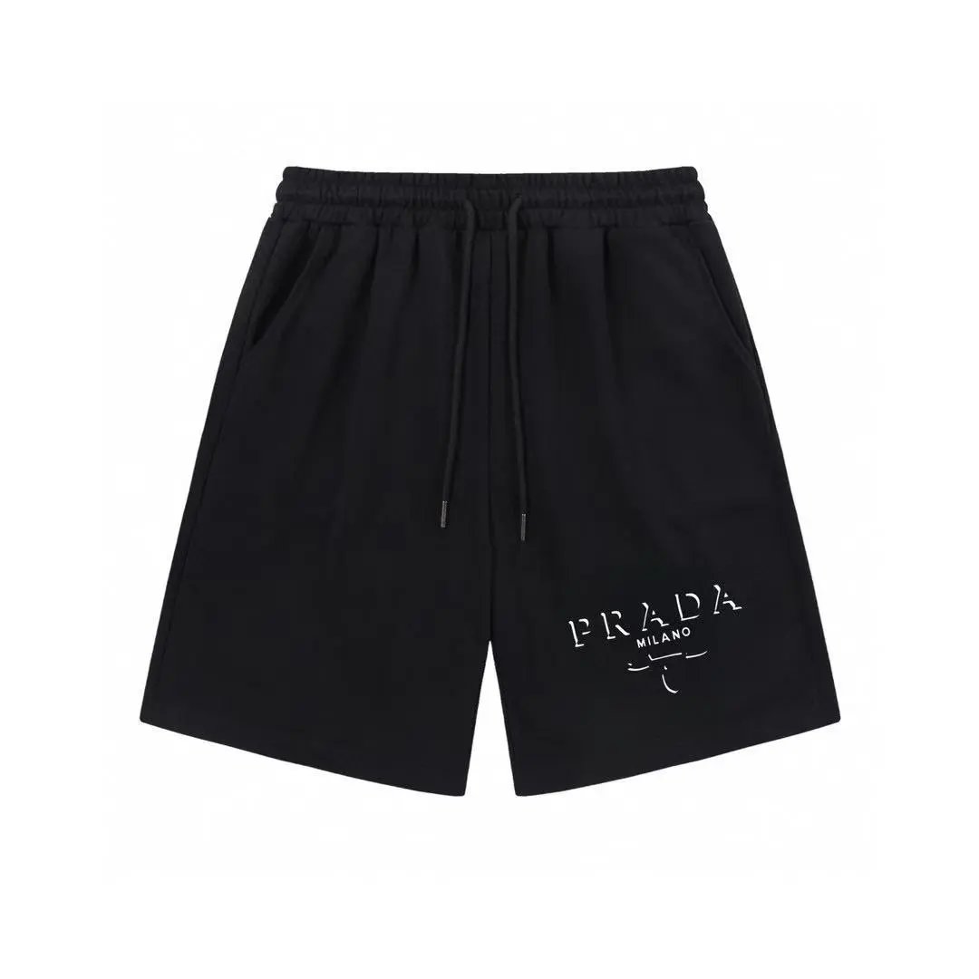 Prada Milano Logo Sweat Shorts Black White