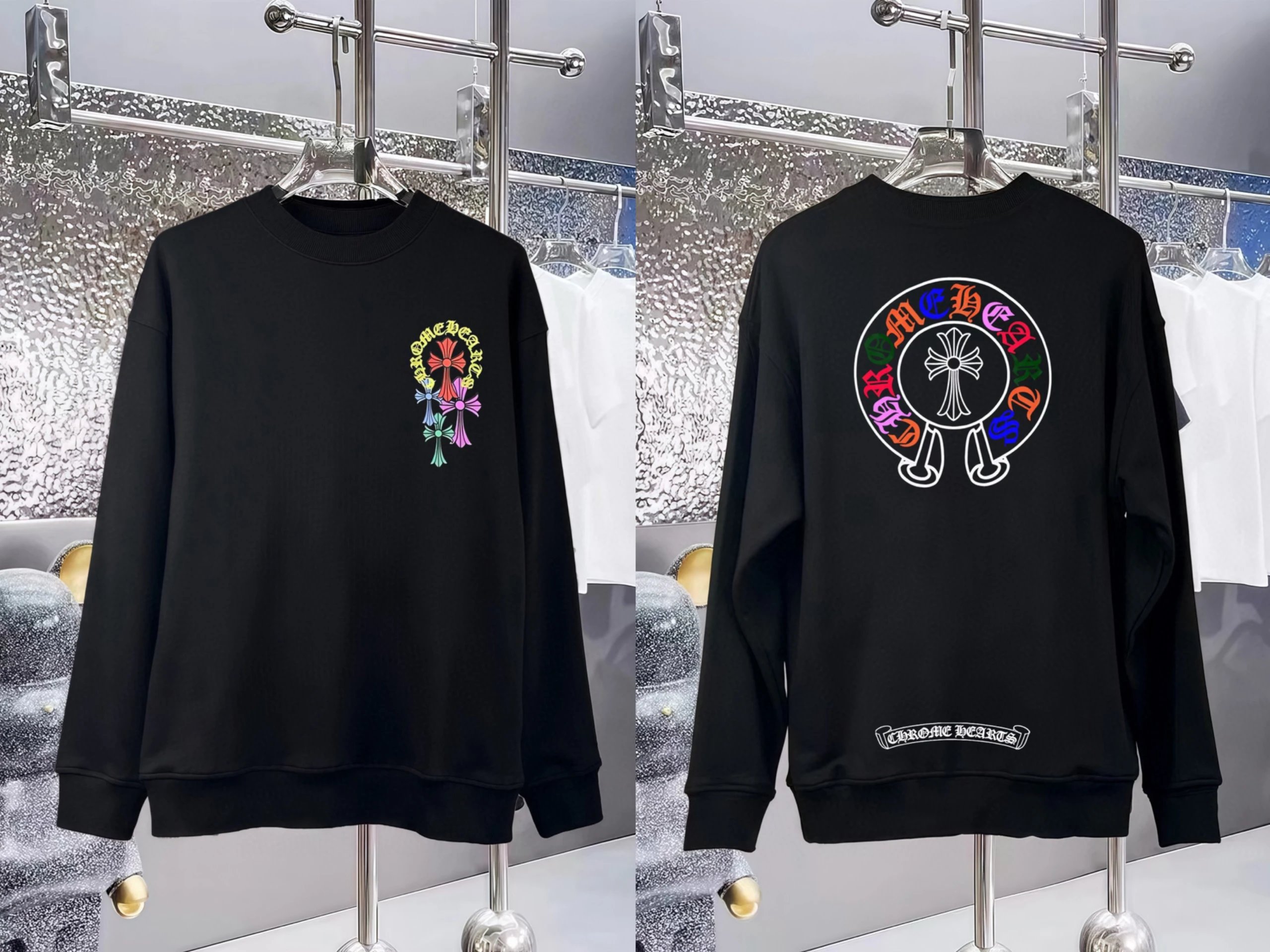 Chrome Hearts Logo Embroidered Crewneck Sweatshirt White Hoodie - 10