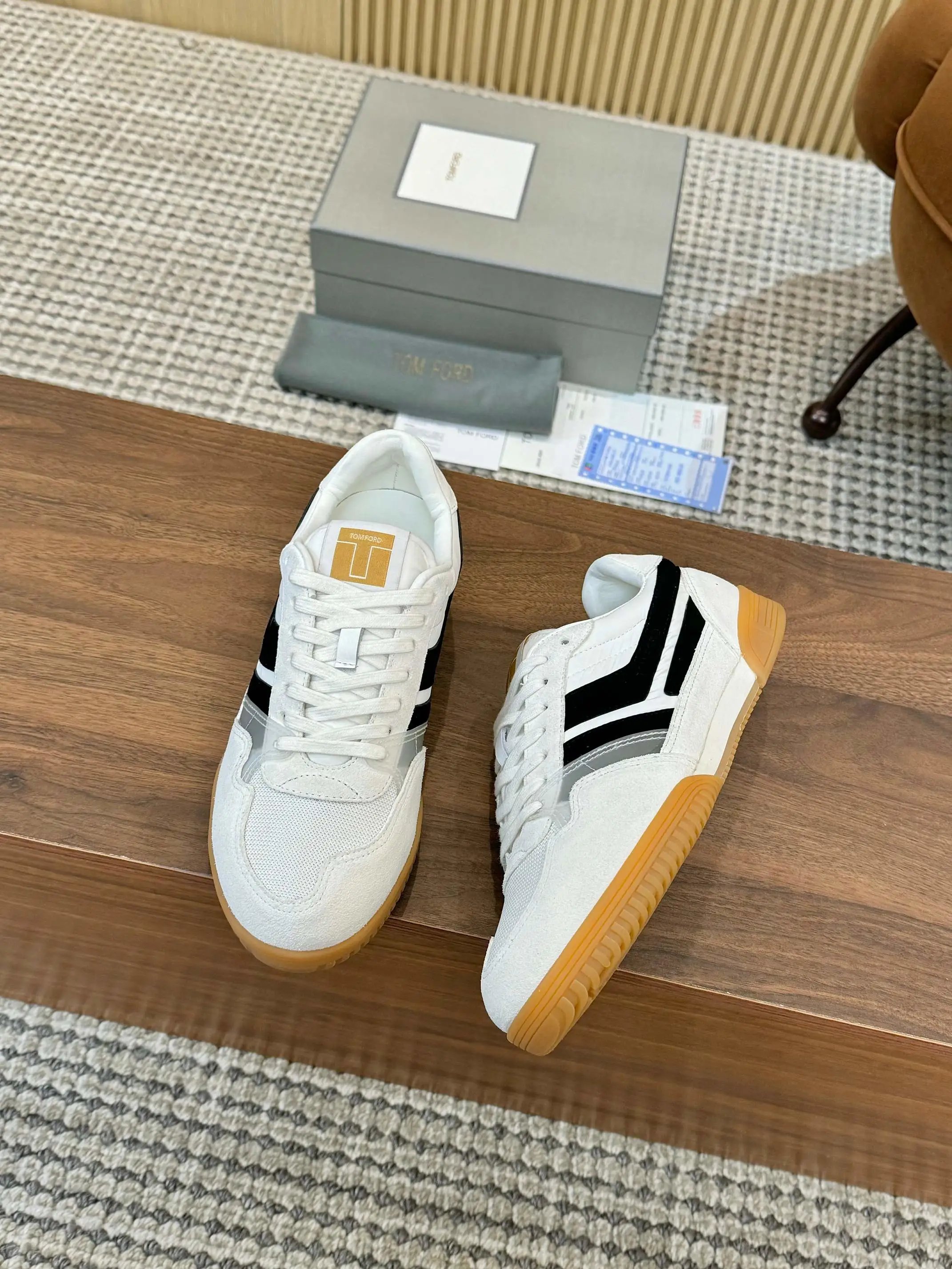 Tom Ford Denim Low Top Sneaker White Black Gum