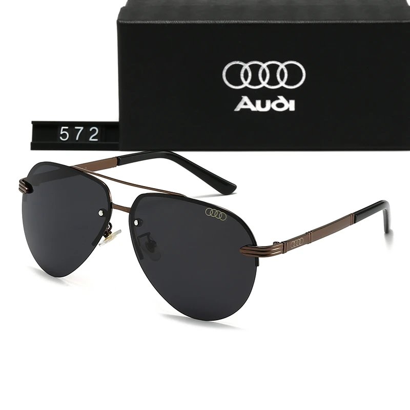 Design Audi Aviator-Style Sunglasses Black Silver Sunglasses - 6
