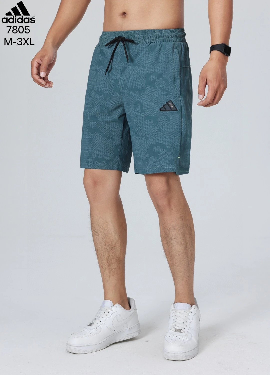 Adidas All-Over Camo Print Shorts Teal Green