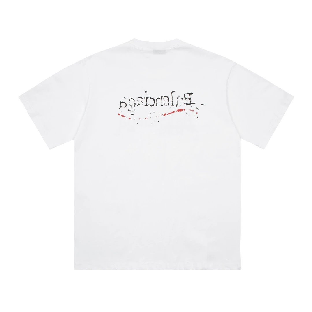 Balenciaga Logo Print Black T-Shirt - 9
