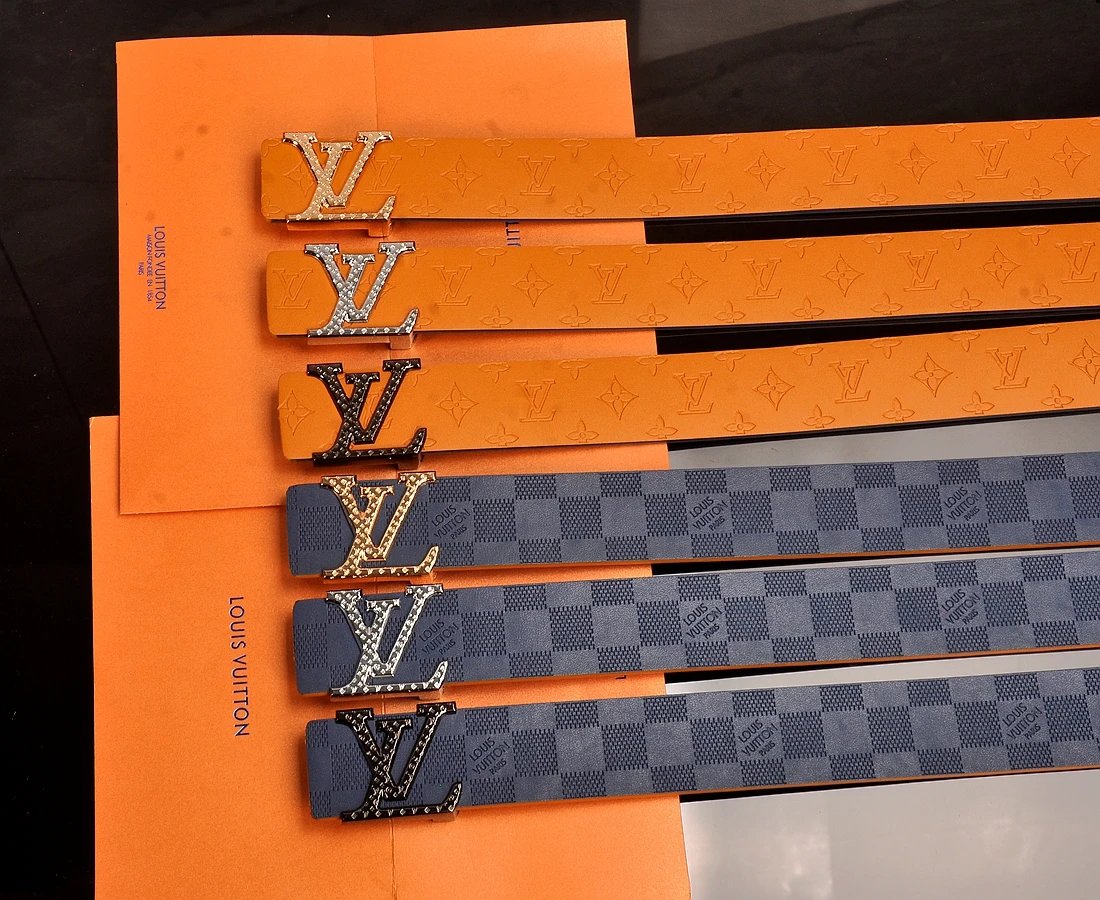 Louis Vuitton Damier Graphite Belt with LV Twist Buckle Navy Blue Leather Belt - 3