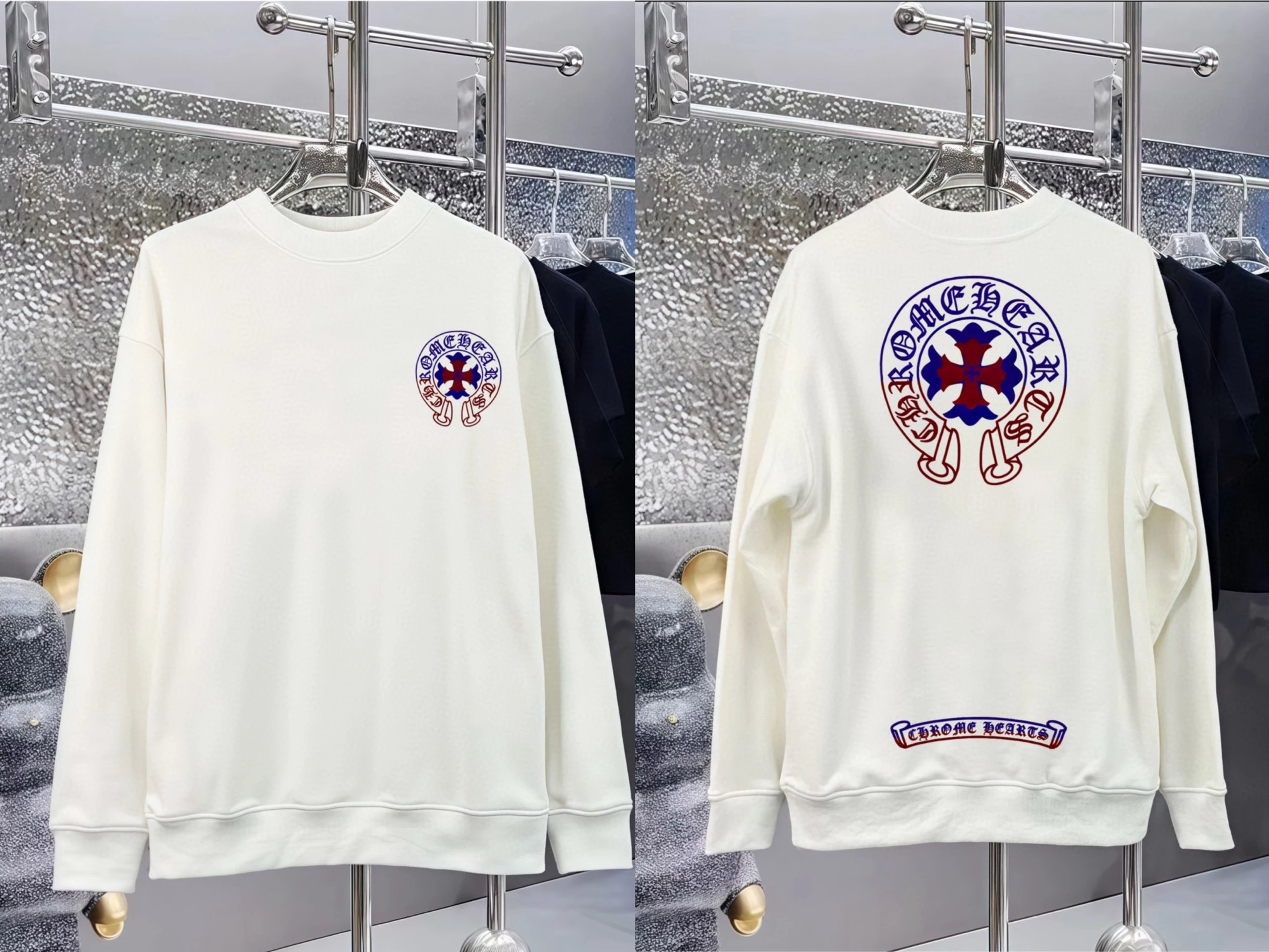 Chrome Hearts Logo Embroidered Crewneck Sweatshirt White Hoodie - 9