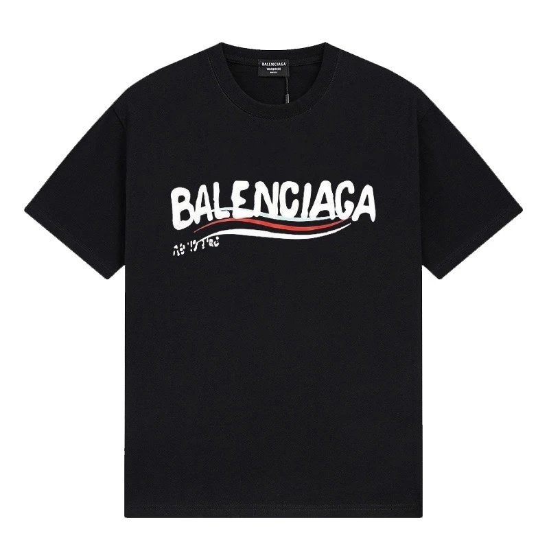 Balenciaga Hand-Painted Graffiti Logo Tee Black