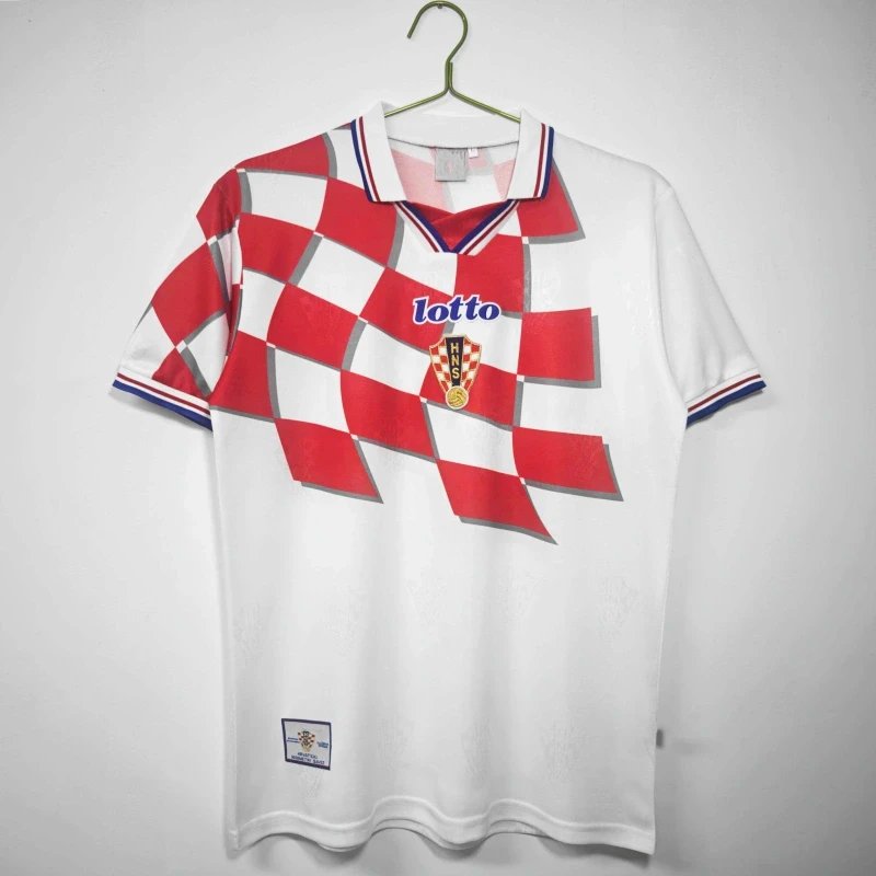 Lotto White Red Checkered Soccer Jersey