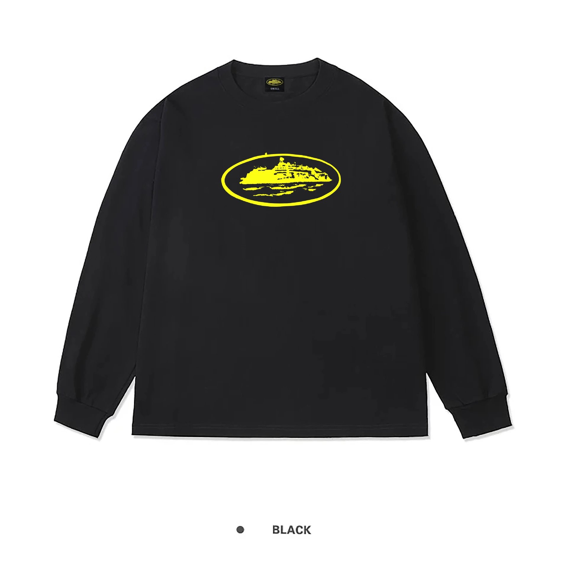 Corteiz Alcatraz Island Long Sleeve Tee Black Yellow