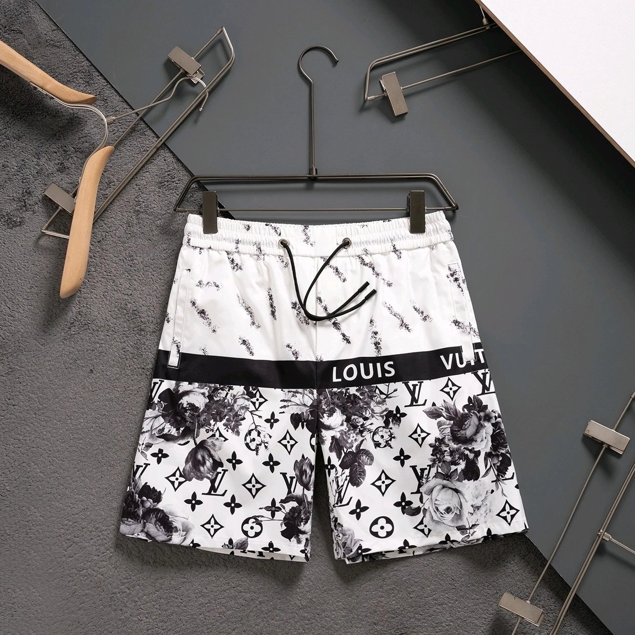Louis Vuitton Floral Monogram Shorts White Black