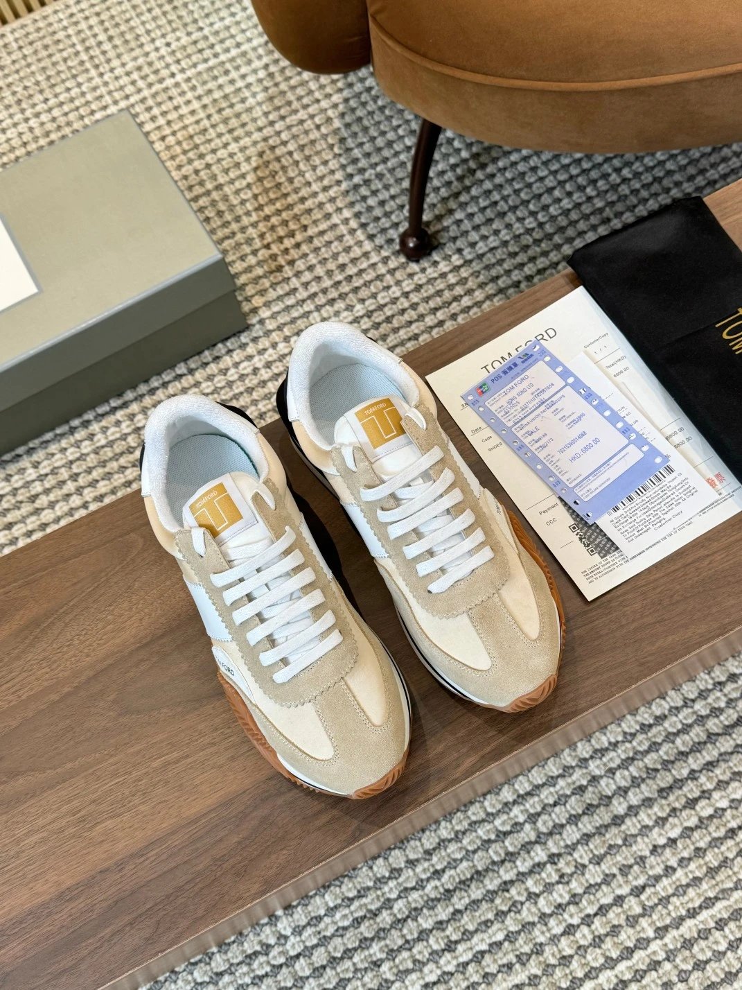 Tom Ford Jago Suede Runner Cream Beige Gum