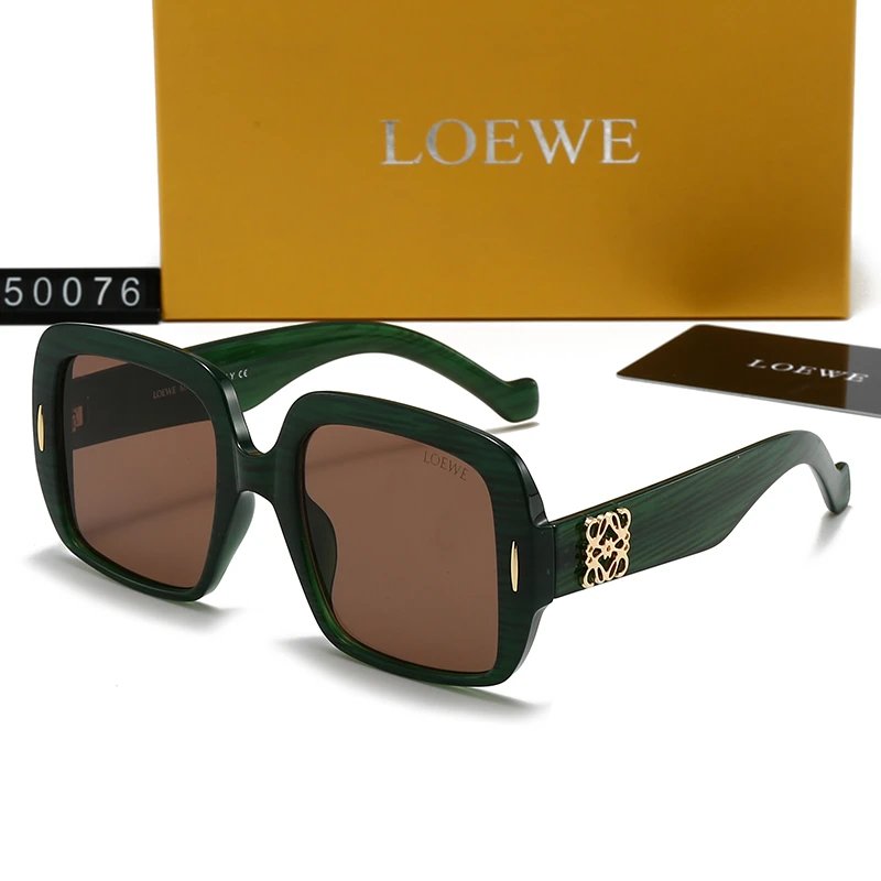 Loewe 50076 Large Square Sunglasses Green Frame Brown Lenses