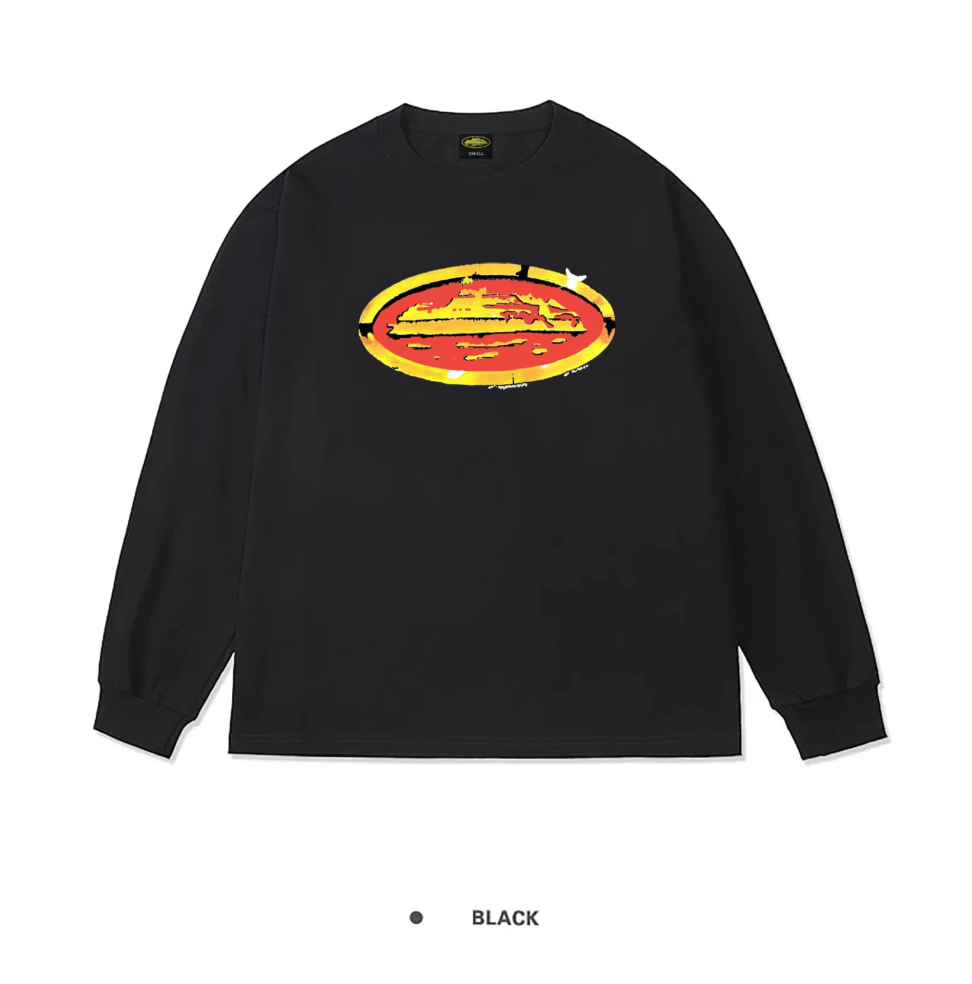 Corteiz Alcatraz Red Yellow Oval Long Sleeve Black