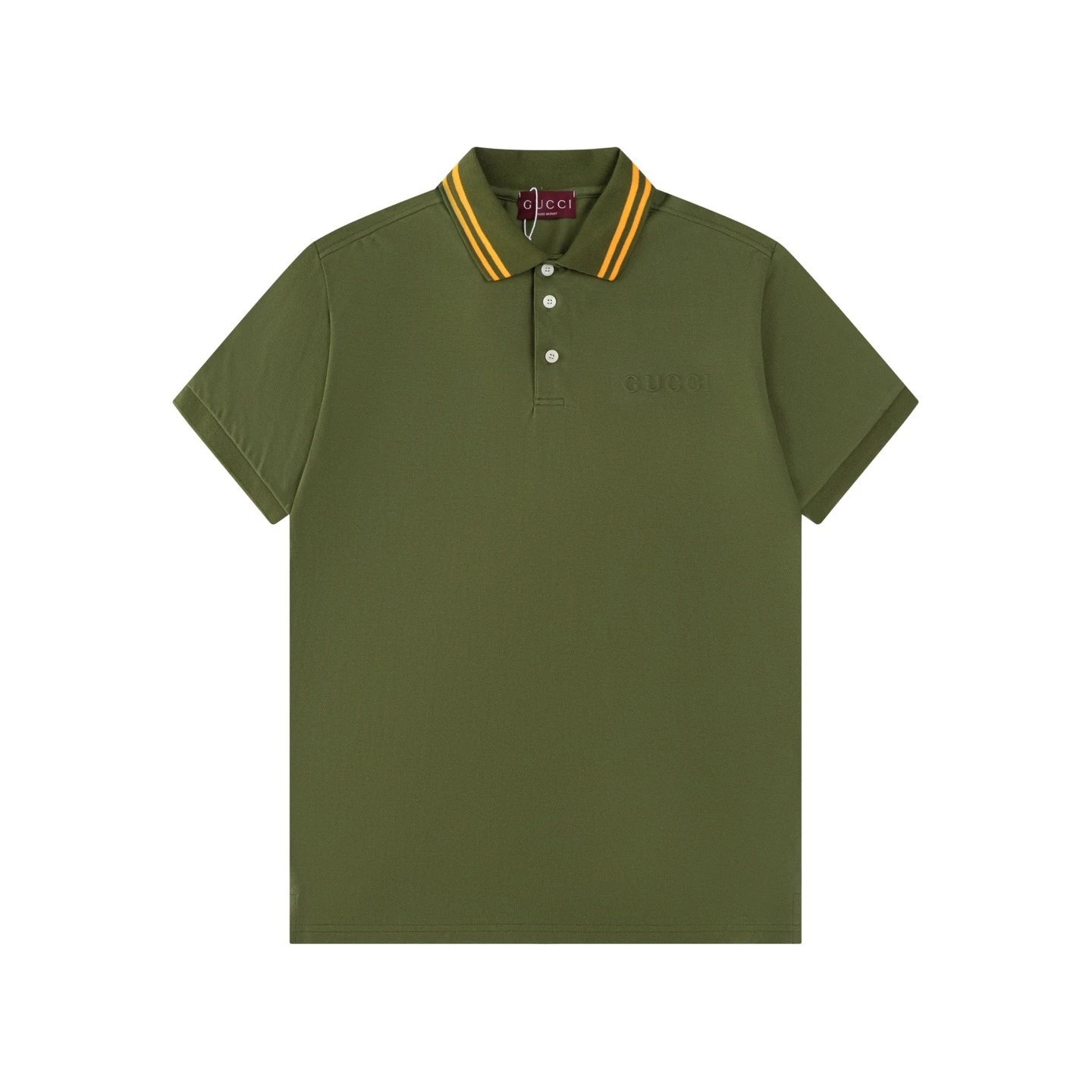 Gucci Logo Stripe Collar Polo Olive