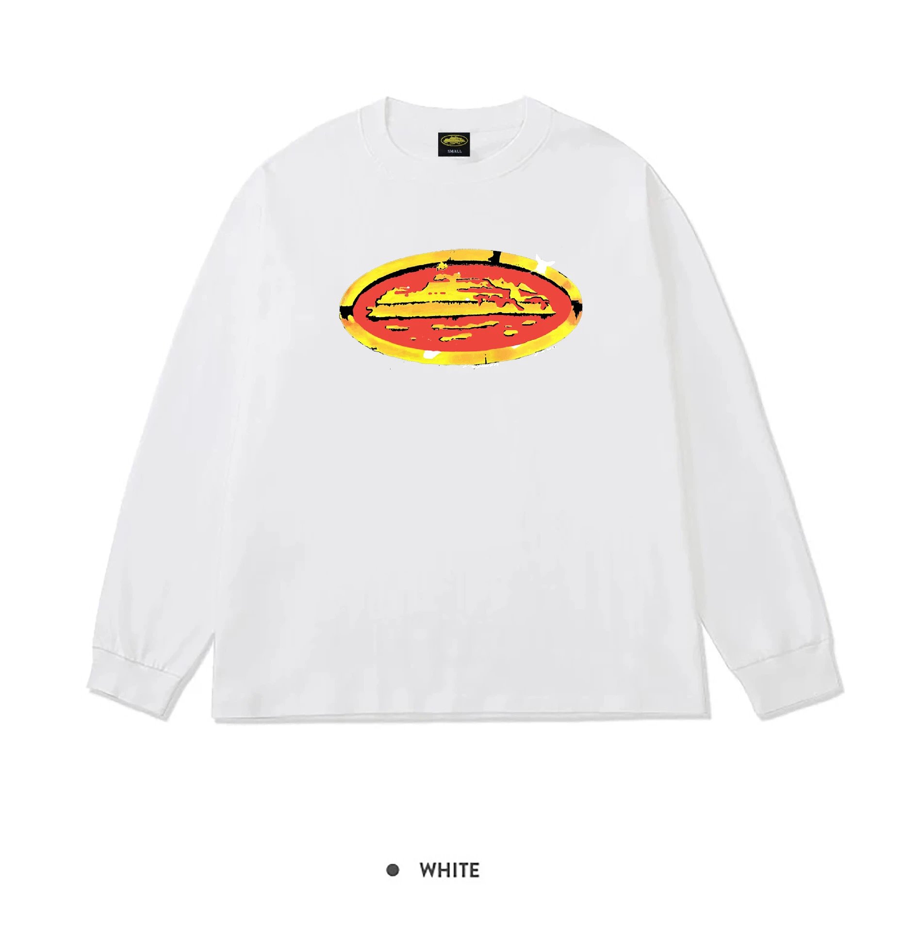 Corteiz Alcatraz Red Yellow Oval Long Sleeve White