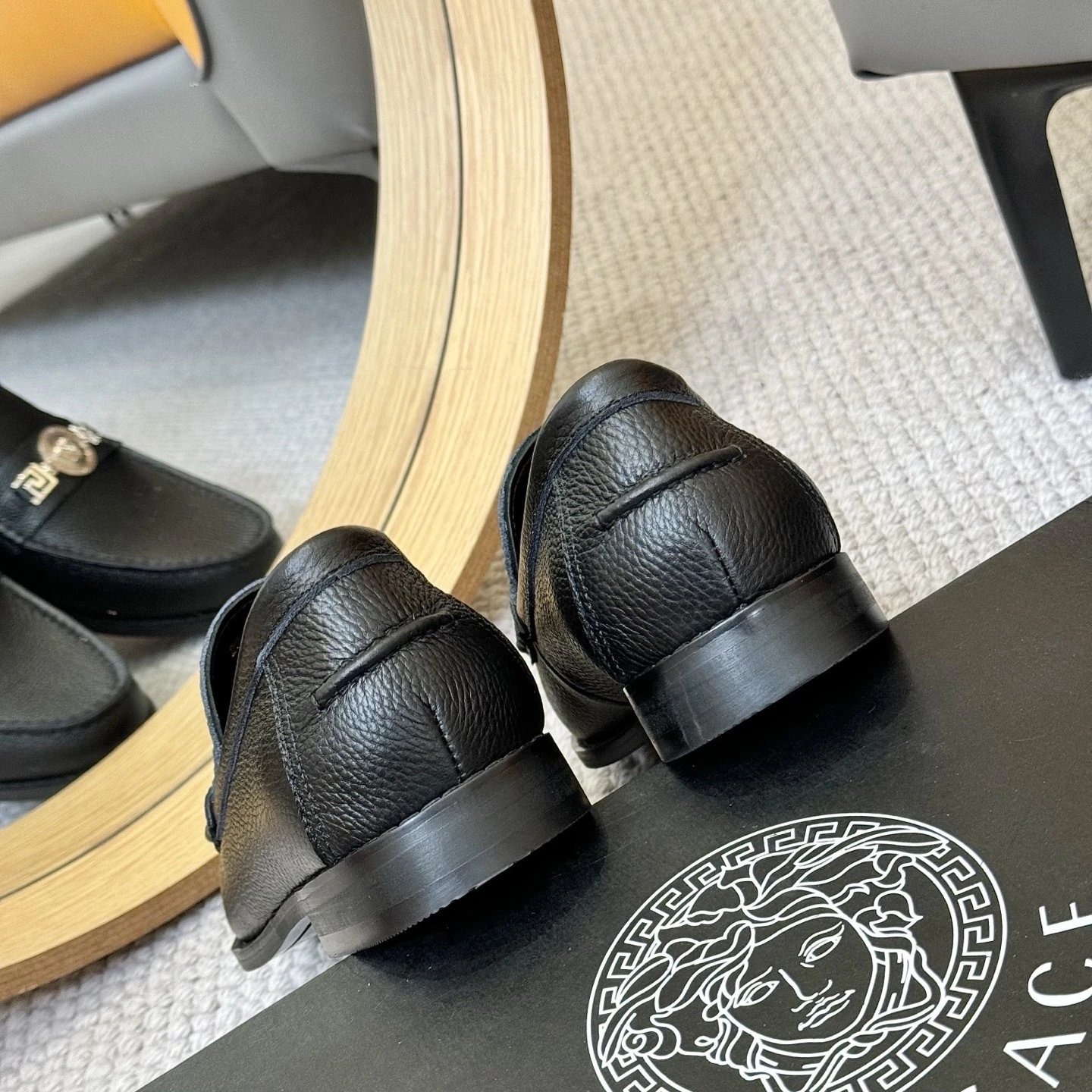 Versace Medusa Head Loafers Gray Leather Loafers - 6