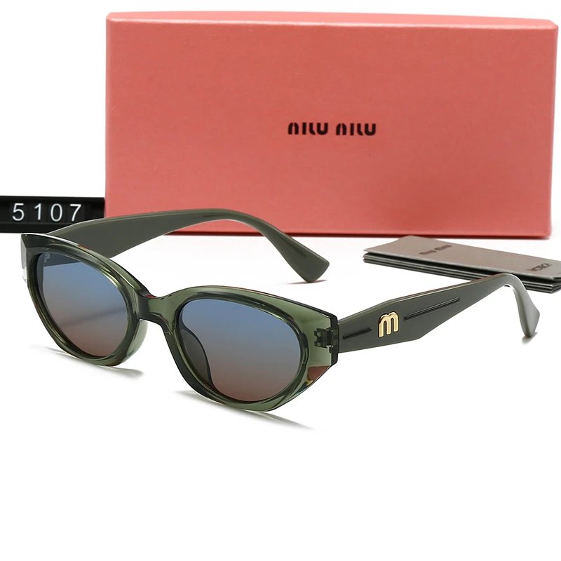 Miu Miu 5107 Cat Eye Sunglasses Green Transparent Frame Blue Gradient Lens