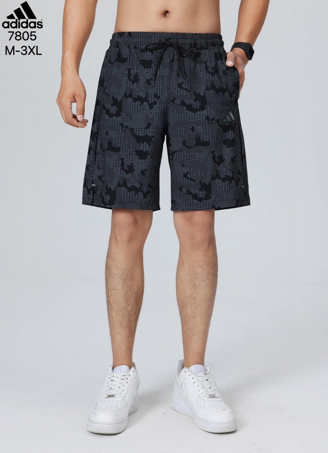 Adidas All-Over Camo Print Shorts Dark Grey