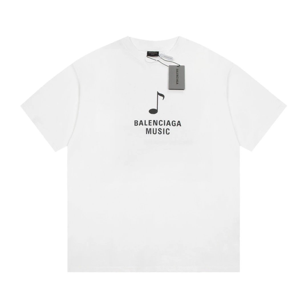 Balenciaga Music Note Logo Tee White