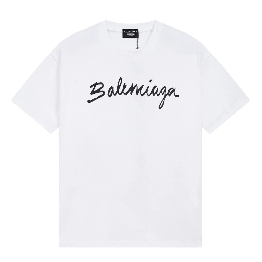 Balenciaga Handwriting Script Logo Tee White