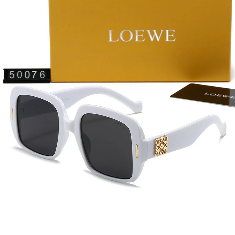 Loewe 50076 Large Square Sunglasses White Frame Black Lenses