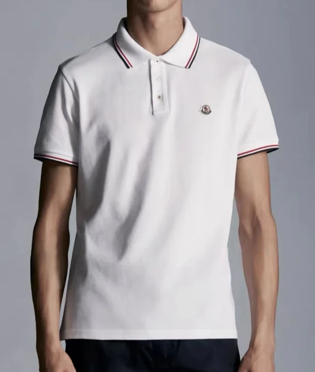 Moncler Shirts Short-Sleeve Polo Shirt with Tricolor Trim product detail image 9