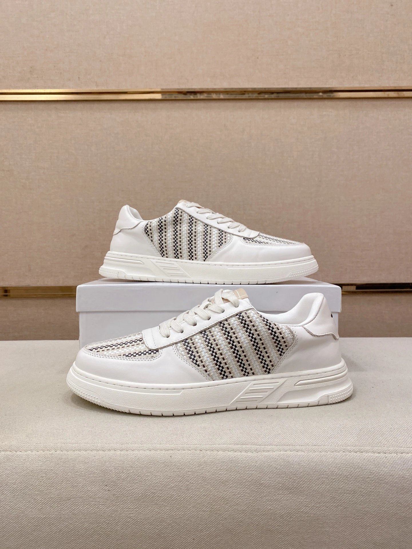 Etro Pegaso Woven Stripe Sneaker White