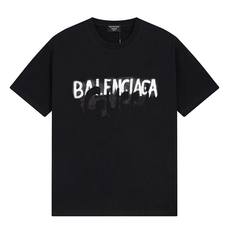Balenciaga Blurred Spray Logo Tee Black