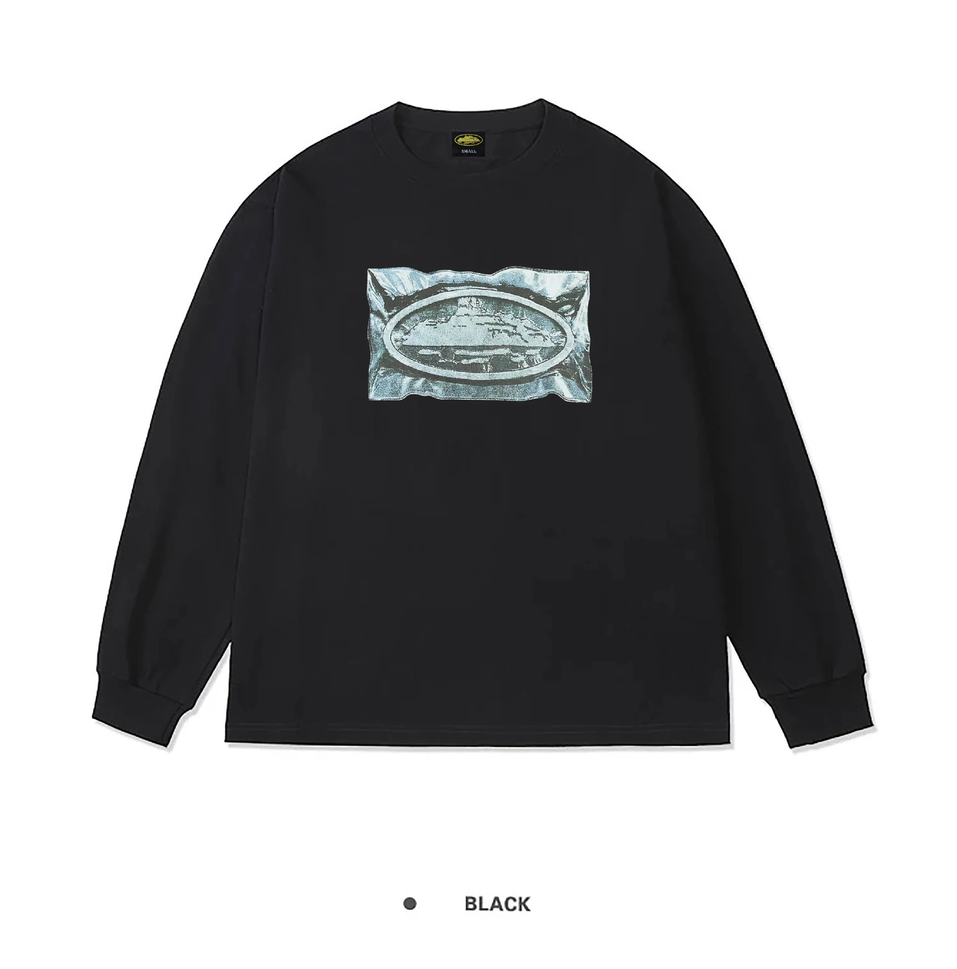 Corteiz Alcatraz Foil Wrap Graphic Long Sleeve Black