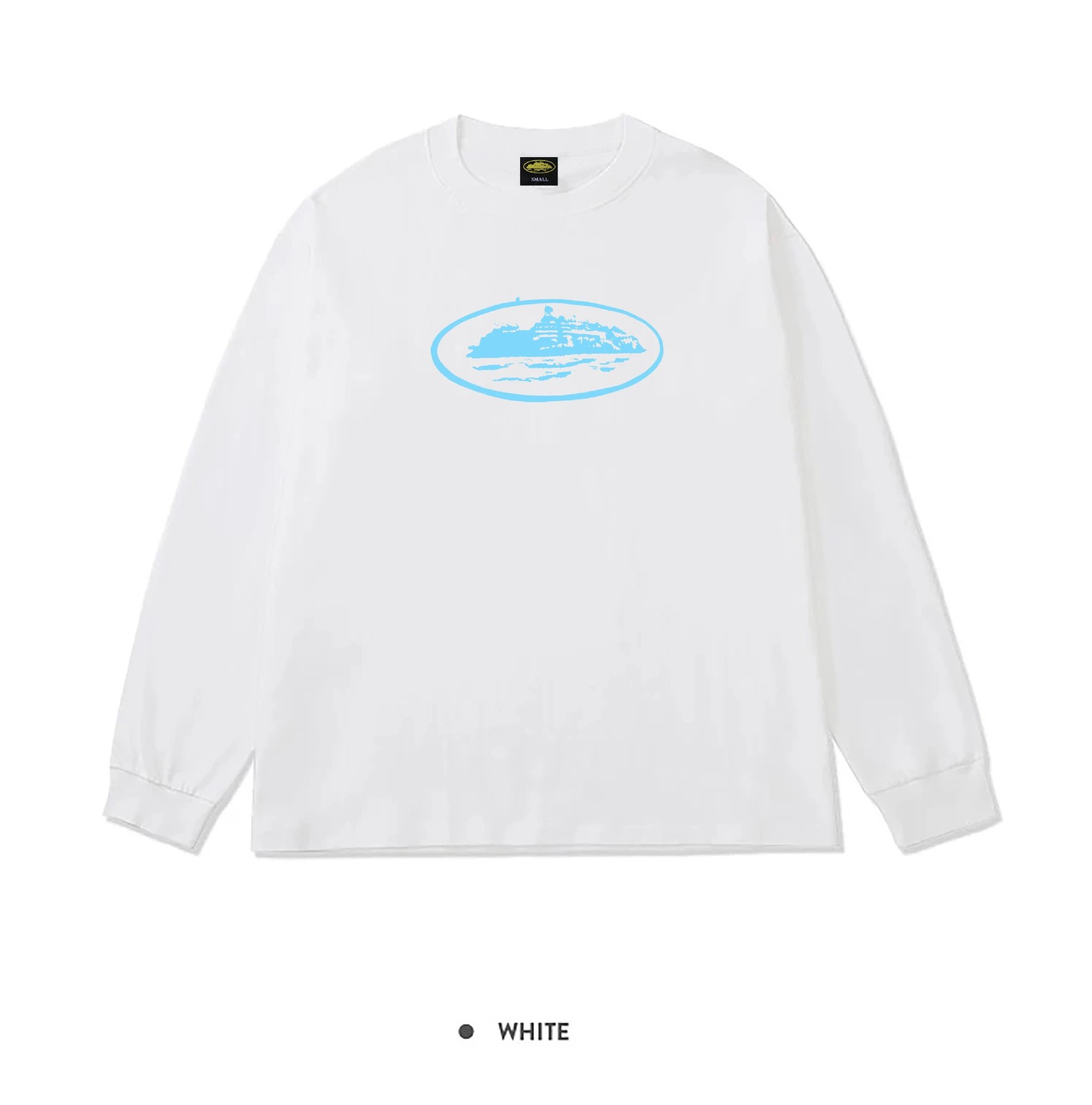 Corteiz Alcatraz Island Long Sleeve Tee White Baby Blue