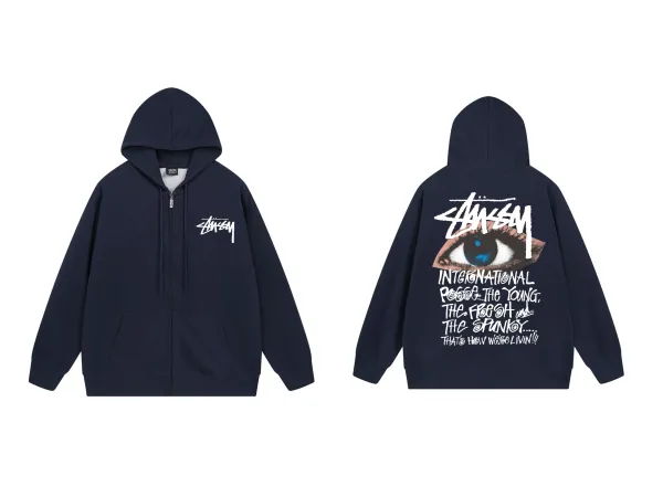 Stussy International Posse Navy Zip-Up Hoodie - 1