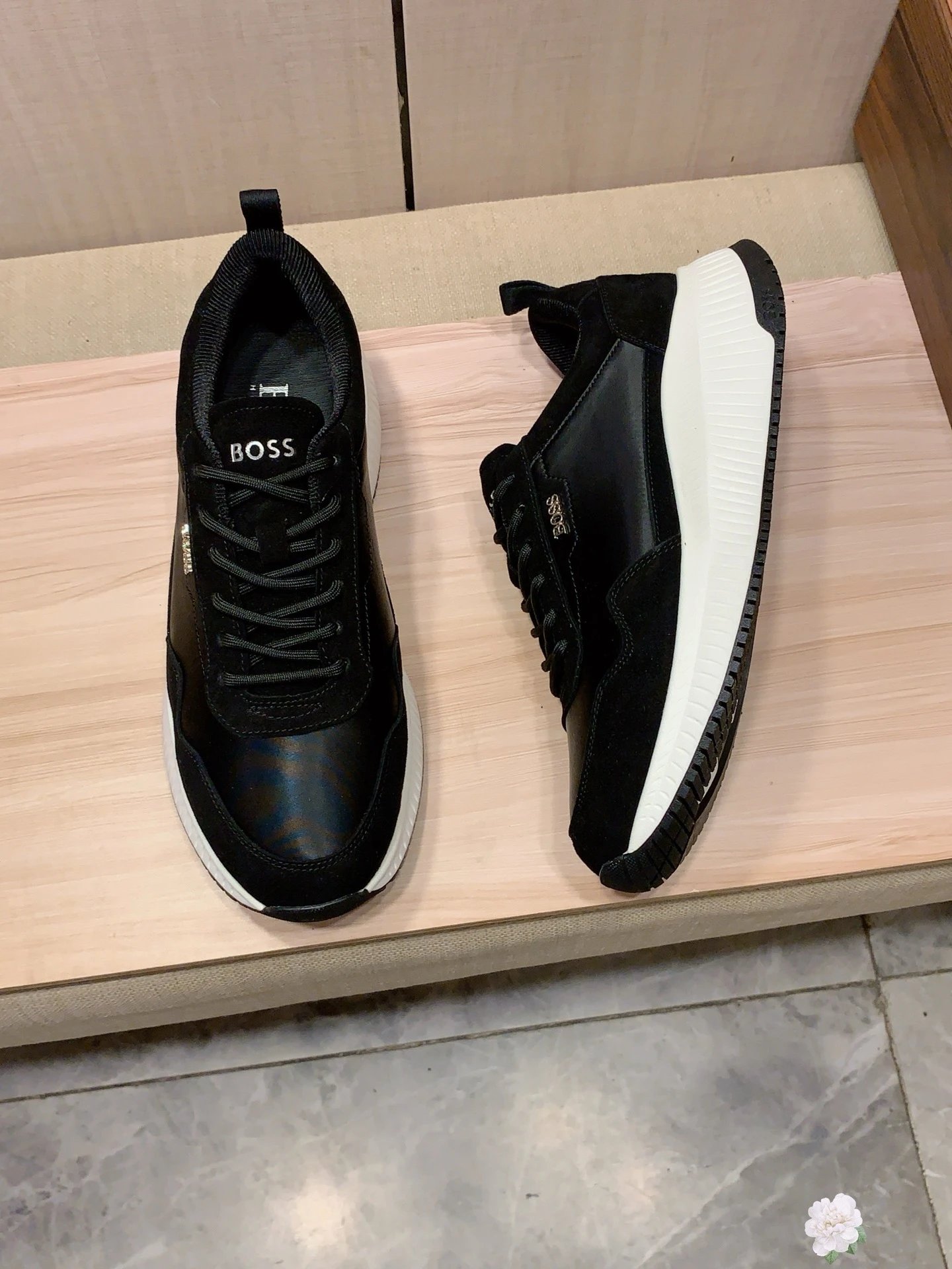Hugo Boss Suede Runner Sneaker Black White