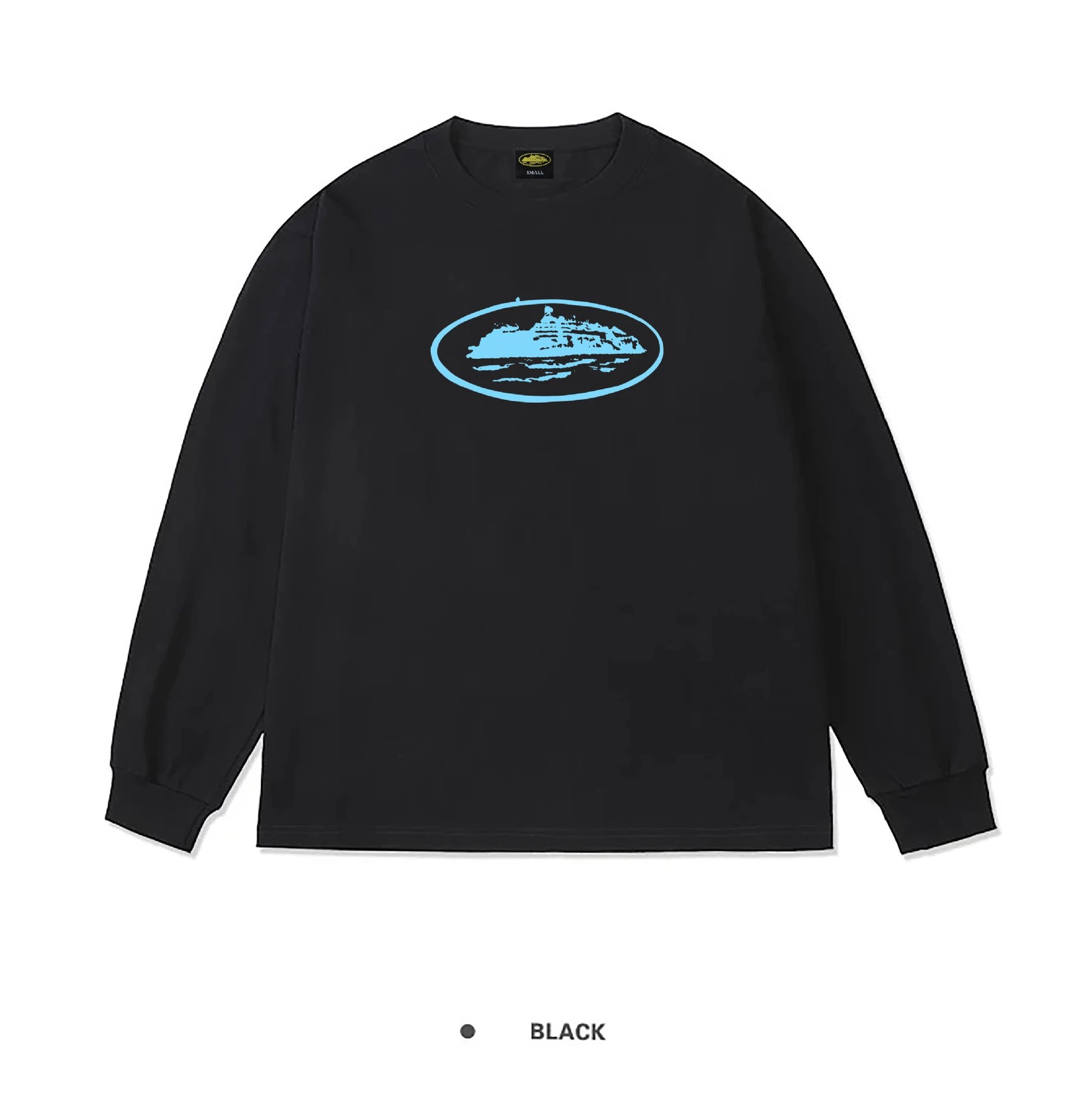 Corteiz Alcatraz Island Long Sleeve Tee Black Baby Blue