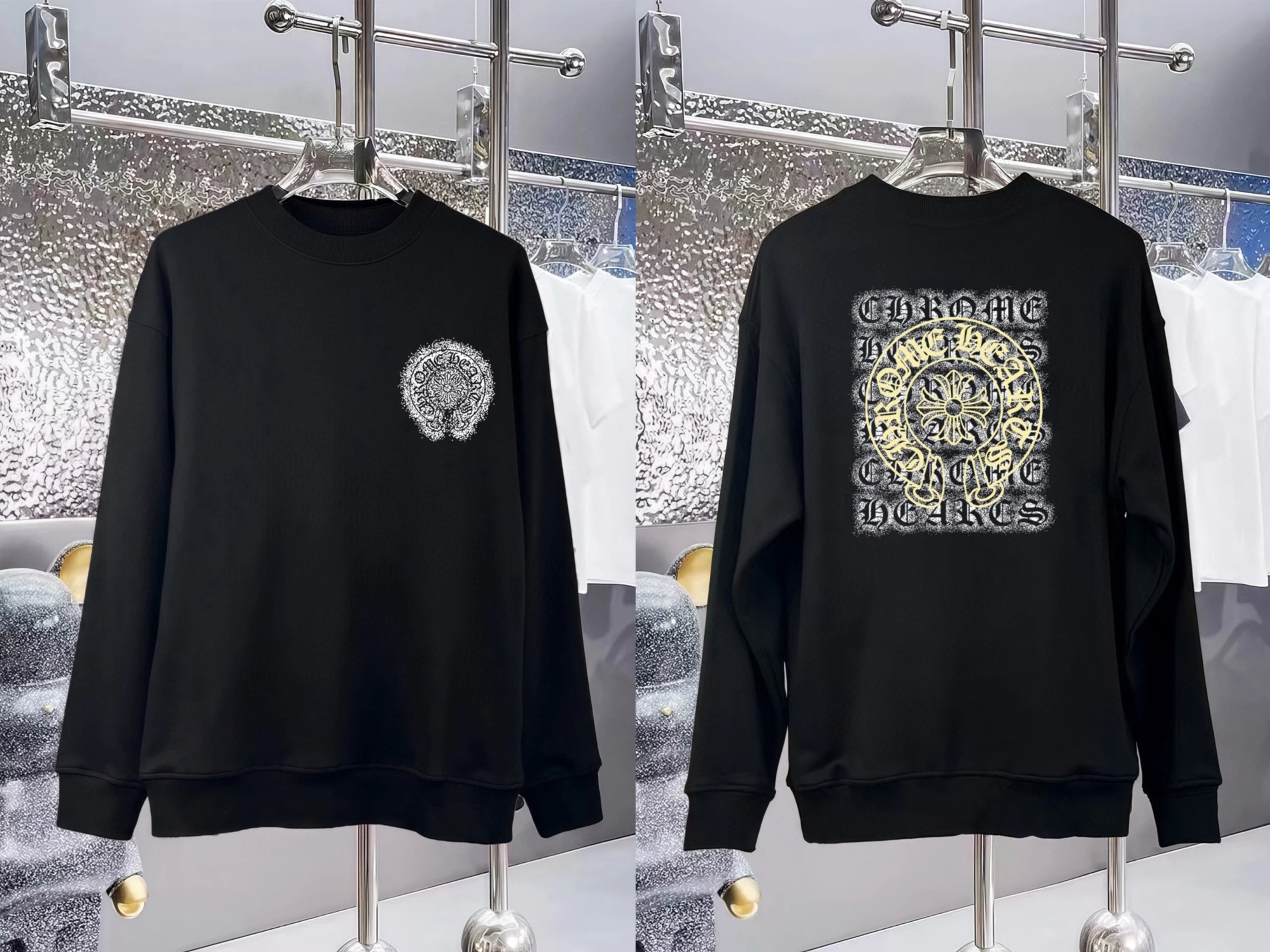 Chrome Hearts Logo Embroidered Crewneck Sweatshirt White Hoodie - 3